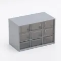 Scatola portaoggetti da scrivania grigia con 9 cassetti trasparenti per nastri e cancelleria. - 12*9.8*18cm / Grigio