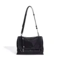 Minimalist black nylon messenger bag with flap and shoulder strap for women commuting daily. - 32*12*22CM / Black