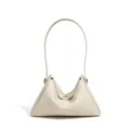 Minimalist leather shoulder bag for women, elegant cream white dumpling handbag for daily commute. - Milk White