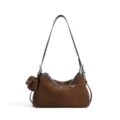 Brown suede shoulder bag for women, trendy retro underarm handbag with chic small pouch. - Dark Brown