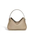Elegant leather top-handle handbag, versatile commute dumpling bag for women, chic and stylish. - Milky Apricot Grey