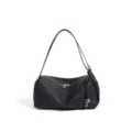 Black genuine leather shoulder bag for women, stylish autumn commuter underarm bento bag. - 31x11x14cm / Black