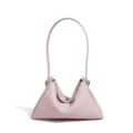 Pink leather shoulder bag for women, stylish minimalist dumpling handbag for daily commute. - Milkshake Pink