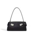 Black leather underarm shoulder bag for women, chic commuting fashion designer style handbag. - 32*10*15CM / Black