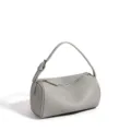 Sac Porté Epaule Cylindrique en Cuir Véritable Gris Sac Bandoulière Minimaliste SKU - 19*9*10cm / Gris Agate