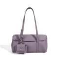 Purple leather shoulder bag for women, elegant underarm bag with small pouch and chic metal clasp. - 34*12*17CM / Iris Purple