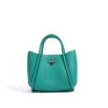 Chic turquoise leather women handbag stylish top handle crossbody bag for daily commute. - Malachite green