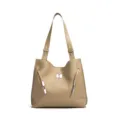 Elegant beige leather shoulder tote bag, large capacity commuting casual handbag for women. - Trench Gray