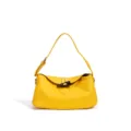 Yellow litchi pattern leather shoulder underarm bag, stylish and versatile for daily commute. - Amber Yellow