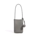 Stylish grey genuine leather mini phone bag crossbody bag featuring elegant knot strap. - Gray