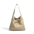 Stylish women leather shoulder bag large capacity casual tote hobo bag for daily commute - Elephant Gray