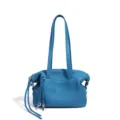 Stylish blue leather shoulder bag for women, featuring double straps and chic tassel charms. - 20*14*15CM / Diamond Blue