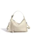 Off-white woven leather shoulder bag, chic minimalist crossbody handbag for daily commute. - 21x11x14cm / New Milkshake White