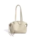 Minimalist genuine leather shoulder bag for women, stylish casual commute handbag variant. - 20*14*15CM / Off White