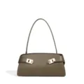 Grüne Echtleder Schultertasche für Damen, stilvolle Pendler Achseltasche mit Metallschnalle. - 32*10*15CM / Olivgrün
