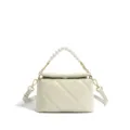 Elegante bolso bandolera acolchado con cadena de perlas, bolso versátil de oficina. - Blanco perla
