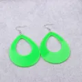 Neon green acrylic teardrop hollow earrings detail close-up showcasing unique design and texture. - Fluorescent Green Teardrop
