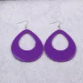 Purple teardrop hollow acrylic earrings detail, lightweight fashion ear jewelry close-up. - Purple Teardrop
