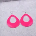 Hot pink large teardrop hollow acrylic earrings, fashion simple statement ear jewelry for women. - Rose Red Teardrop