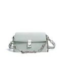 Bolso bandolera de cuero auténtico verde claro con cierre metálico y nudo elegante. - Azul Hielo