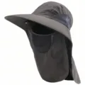 Unisex Outdoor Sonnenschutzhut UV Schutz Anglerhut mit Gesichtsmaske und Nackenschutz - Einheitsgröße / Dunkelgrau