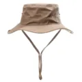 Khaki Fischerhut fuer Damen und Herren Outdoor Sonnenschutz atmungsaktiv Angeln Hut mit Kordel - Khaki