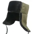 Armeegrüne Uschanka mit schwarzem Kunstfellfutter, warme Wintermütze für Outdoor-Aktivitäten. - Armeegrün mit Schwarzem Fell - Einzelne Mütze