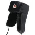 Winter warm ushanka hat with Soviet badge, thick fleece cold-proof ear-flap trapper hat. - One Size / Black + Soviet Badge