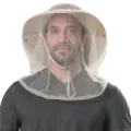 Detaillierte Ansicht des Outdoor-Moskitohuts mit feinem Schutznetz zum Angeln im Freien. - Beige