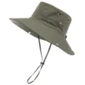 Wasserdichter Outdoor-Fischerhut zum Wandern und Sonnenschutz mit verstellbarem Kinnriemen. - Einheitsgröße / Armeegrün
