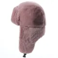 Fleece-Plüsch-Ushanka-Mütze in Staubrosa, warme Winter-Ohrenklappenmütze für Outdoor-Kälte. - Einheitsgröße / Reguläre Passform / Rosa