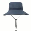 Dunkelblauer Herren Outdoor Sonnenhut mit Belüftungsösen und verstellbarem Kinnriemen. - Einheitsgröße / Marineblau