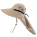 Unisex Outdoor Sonnenhut mit Nackenschutz, UV-Schutz atmungsaktive khakifarbene Kappe. - Einheitsgröße / Khaki