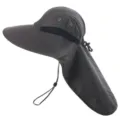 Dunkelgrauer Outdoor-Sonnenhut Detail mit atmungsaktivem Mesh und verstellbarem Nackenschutz. - Einheitsgröße / Dunkelgrau