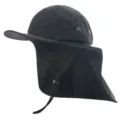 Black outdoor sun protection hat with neck flap, waterproof fisherman cap for UV defense. - One Size / Black