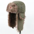 Sovjet badge ushanka winter warme oorklep muts winddicht voor buiten fietsen en sporten - Eén maat / Legergroen + Sovjet Badge