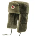 Russian ushanka hat winter warm faux fur military trooper hat with red star badge - Military Green + Soviet Badge