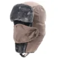 Winter warm trapper hat with windproof mask and thick plush earflaps for cold outdoor snow sports. - One Size / Khaki
