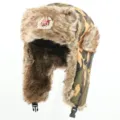 Tarnung Ushanka Mütze mit sowjetischem roten Stern Abzeichen, winddichte Wintermütze. - Einheitsgröße / Gelb + Sowjetisches Abzeichen