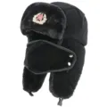 Dicke Winter Ushanka Mütze mit Sowjet Abzeichen winddichte Gesichtsmaske warme Kappe - Einheitsgröße / Maskenstil + Sowjetisches Abzeichen