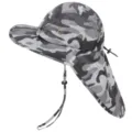 Unisex Outdoor Sonnenhut mit Nackenschutz graue Tarnung wasserdichter Anglerhut Kappe - Einheitsgröße / Schwarz-Weiß-Tarnung