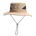 Khaki Fischerhut für Sonnenschutz im Freien, atmungsaktives Mesh-Design mit verstellbarem Seil. - Khaki