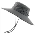 Grauer Anglerhut mit breiter Krempe, wasserdichter und atmungsaktiver Outdoor Sonnenhut. - Grau
