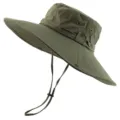 Army green outdoor sun hat wide brim waterproof hiking fishing bucket hat summer - Army Green