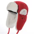 Rote Winter-Trapper-Ushanka-Mütze mit warmem weißem Kunstfell für kaltes Outdoor-Wetter. - Einheitsgröße / Rot - Einzelner Hut