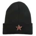 Unisex Sowjet Abzeichen Strickmütze Herbst Winter warme Mode Streetwear schwarze Mütze - Einheitsgröße / Schwarz + Hammer-und-Sichel-Stern