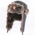 Sovjet badge ushanka muts winddicht warme oorkleppen winter buiten fietsen sneeuwmuts - Eén maat / Zwart + Hamer en Sikkel Ster