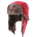 Rode ushanka hoed winter warm winddicht trapper hoed met sovjet rode ster badge embleem. - Eén maat / Rood + Hamer en Sikkel Ster