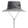 Mens outdoor sun protection bucket hat with breathable mesh and adjustable chin strap. - Dark Gray