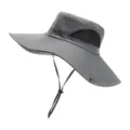 Grauer Sonnenhut mit breiter Krempe, atmungsaktives Mesh und verstellbarem Kinnriemen Outdoor. - Grau